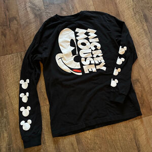 Unisex Disney Mickey Mouse Black White Long Sleeve Tee L
